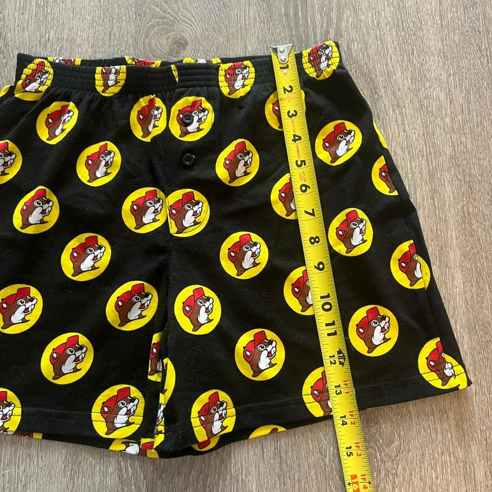 Buc-ee’s Adult Boxer Shorts Black Logo Print Unisex Sleepwear Size Small